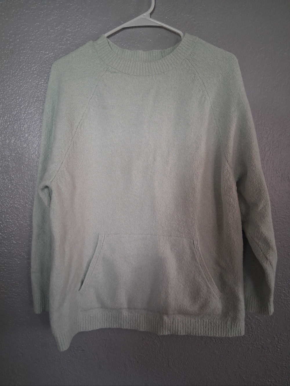 Pure Jill Cotton Wool Blend Popover Crew  Sweater With Kangaroo Pouch Pastel M